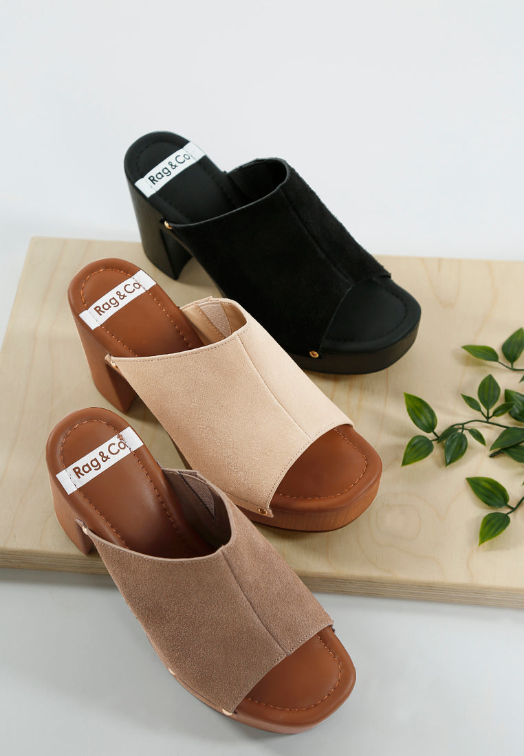 Zuecos de madera de piel de ante suave masaki#color_taupe