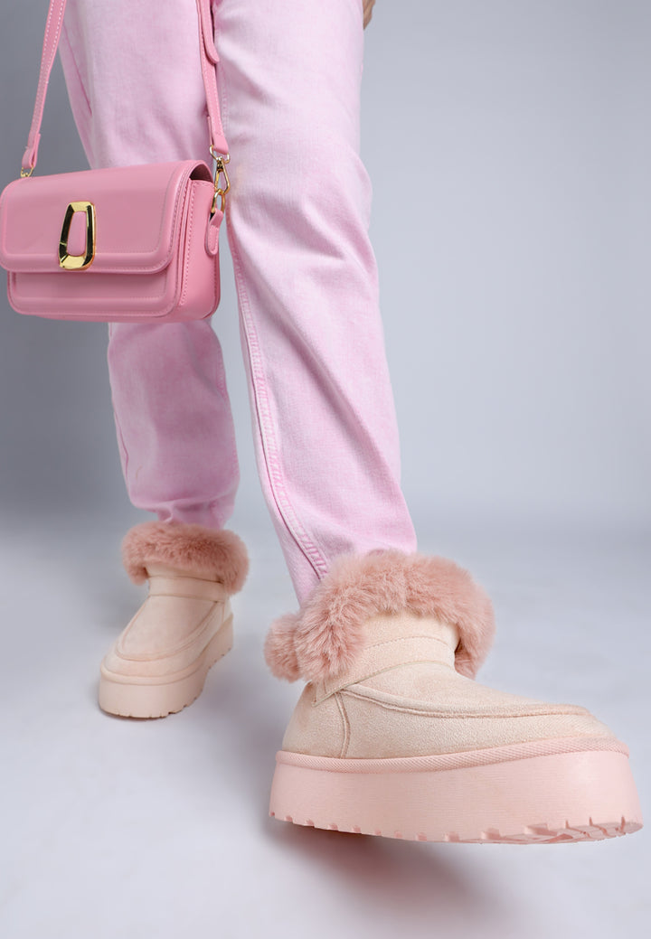 linka pin buckle detail snow boots#color_pink