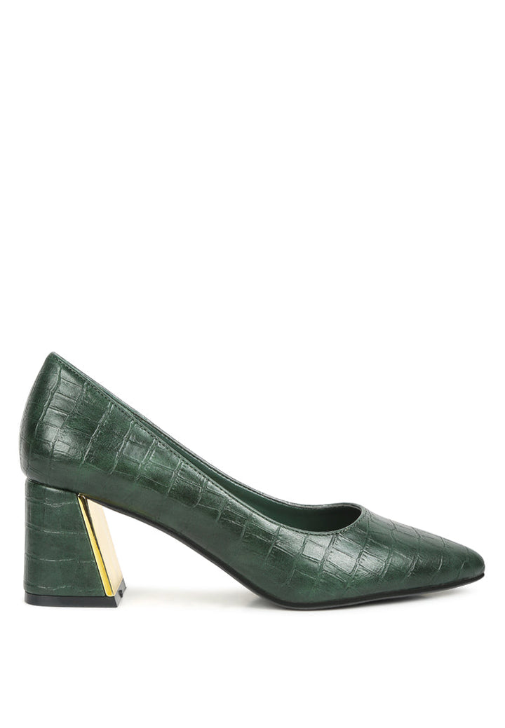 emersyn croc block heel pump shoes by rag#color_green