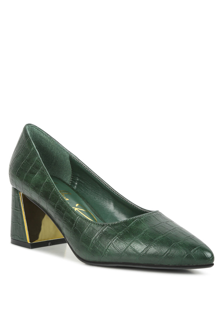 emersyn croc block heel pump shoes by rag#color_green