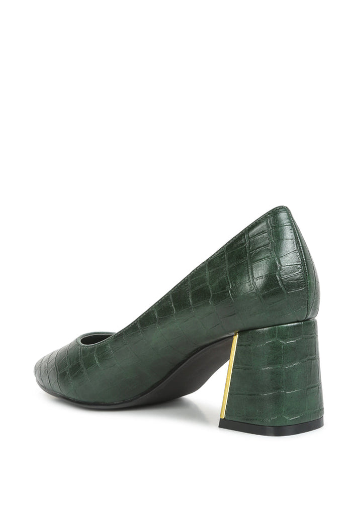 emersyn croc block heel pump shoes by rag#color_green