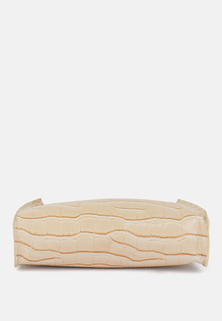 croc patten baguette bag#color_off-white