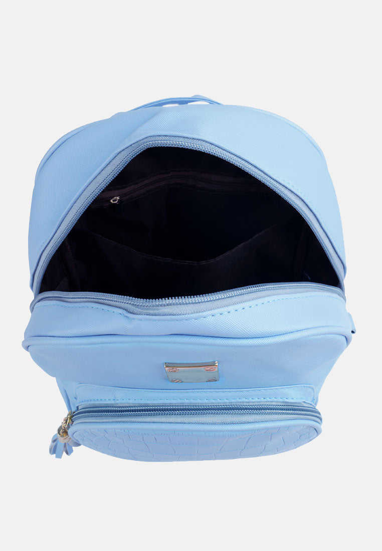 croc patterned mini backpack#color_blue