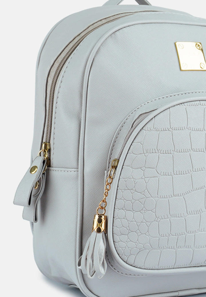 croc patterned mini backpack#color_grey