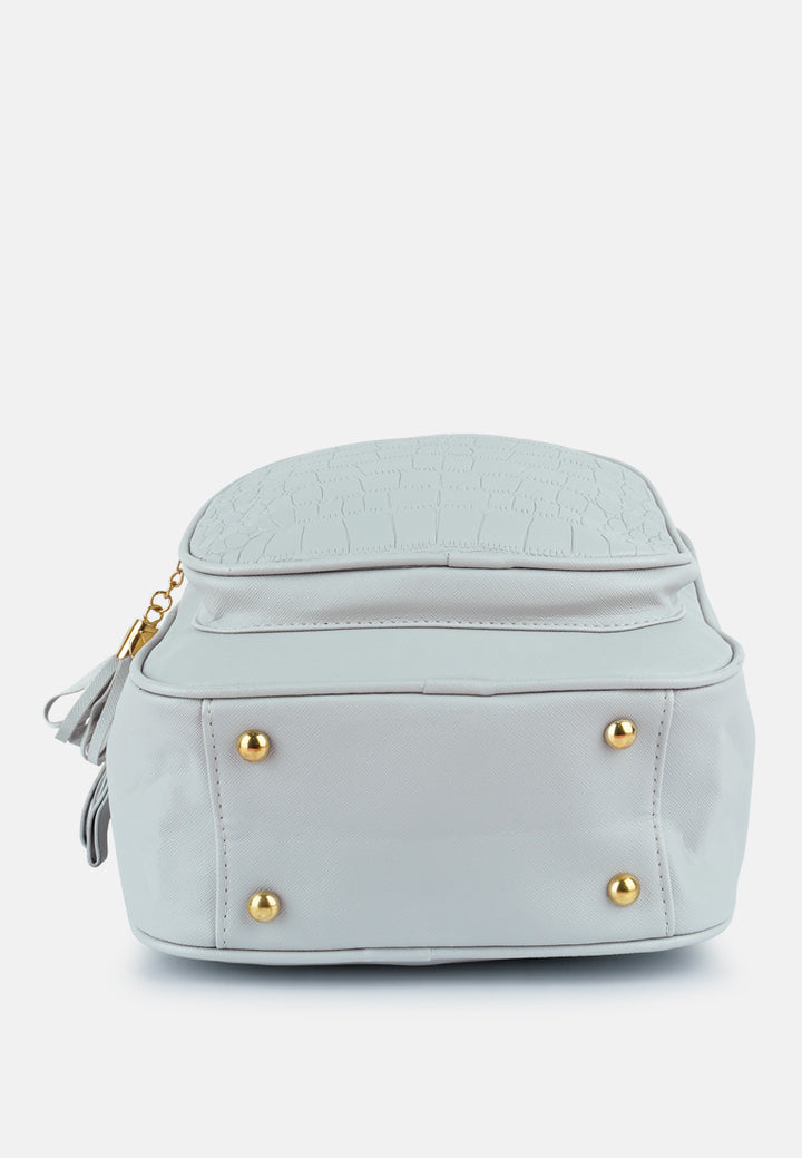 croc patterned mini backpack#color_grey