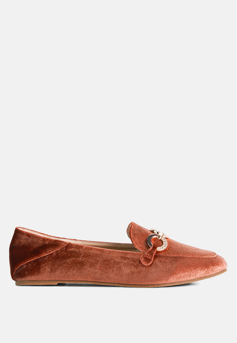 velvet metal show detail loafers#color_brown