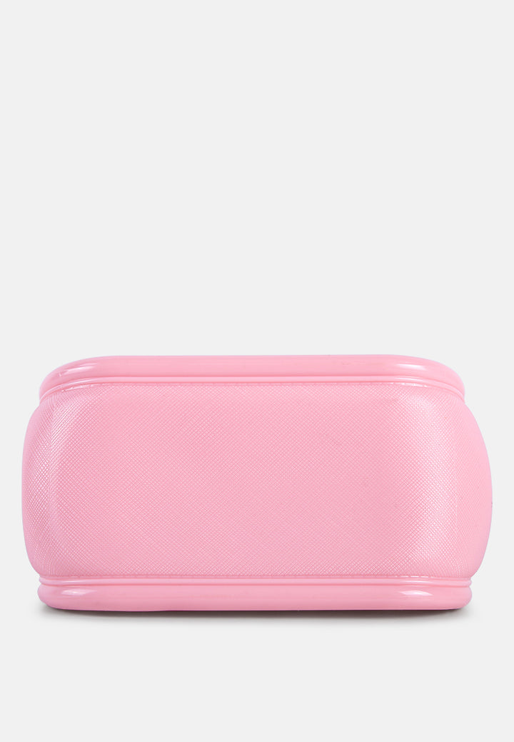 croc textured mini handbag#color_pink