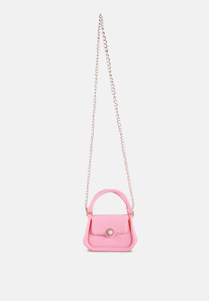 croc textured mini handbag#color_pink