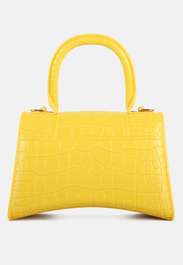 croc textured mini handbag#color_yellow
