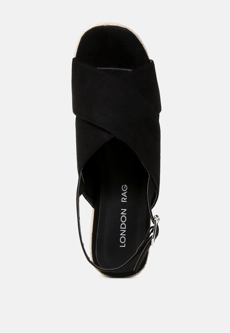 cross strap wedge dlingback sandal#color_black