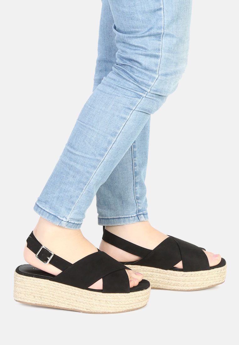 cross strap wedge dlingback sandal#color_black