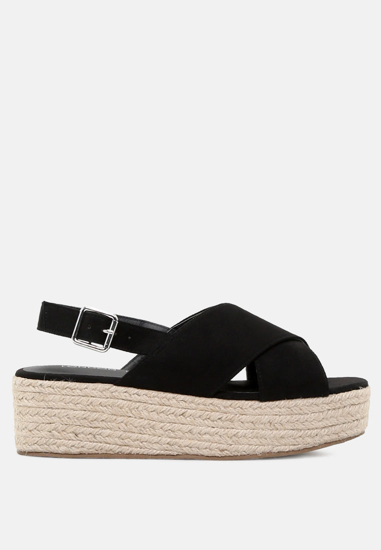 cross strap wedge dlingback sandal#color_black