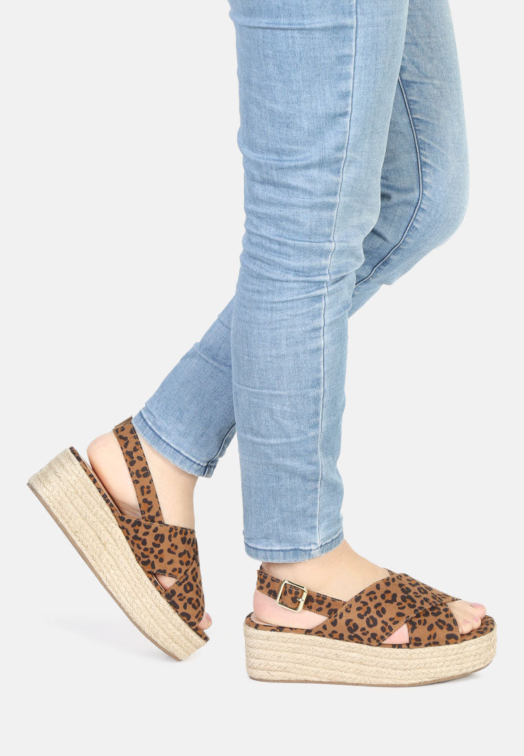 cross strap wedge dlingback sandal#color_leopard