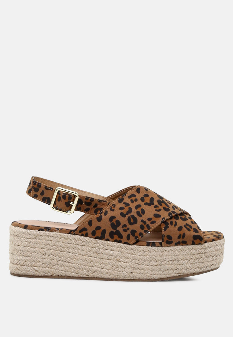 cross strap wedge dlingback sandal#color_leopard