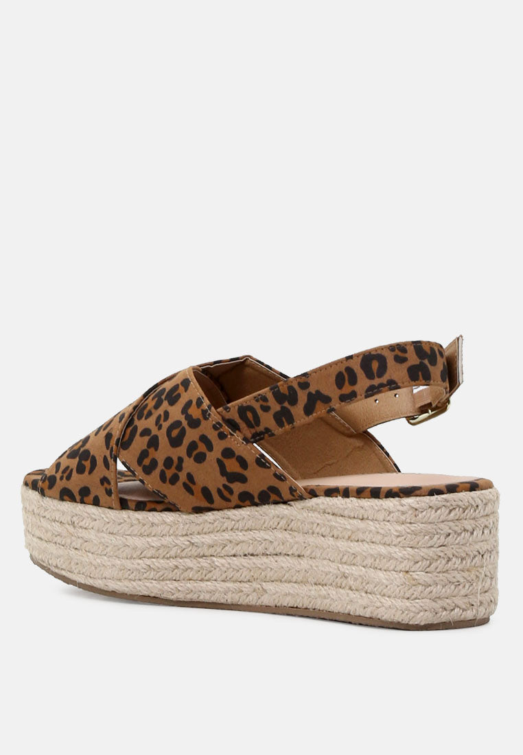 cross strap wedge dlingback sandal#color_leopard