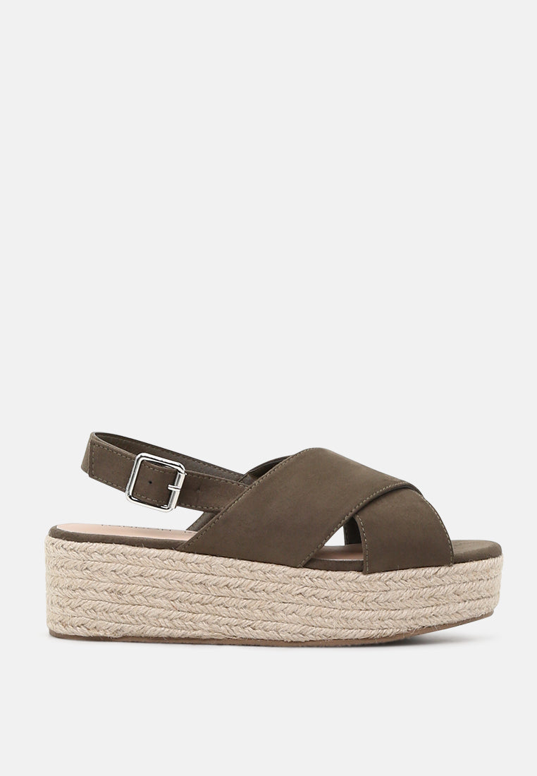 cross strap wedge dlingback sandal#color_olive