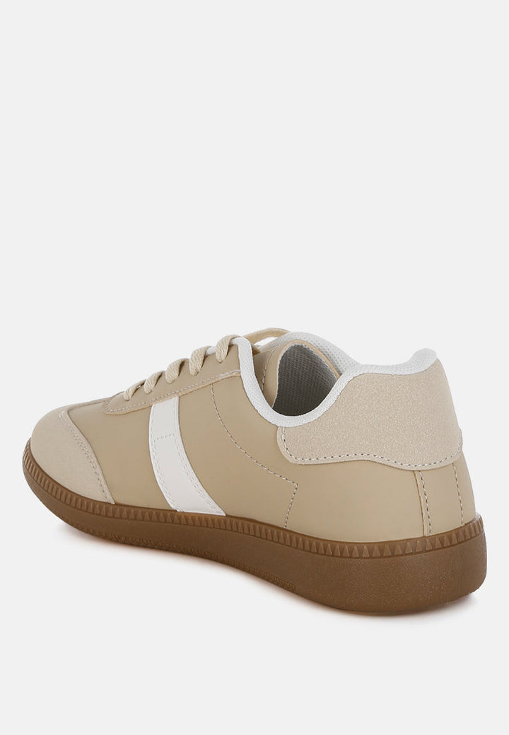 classic lace up flatform sneaker by mode#color_beige