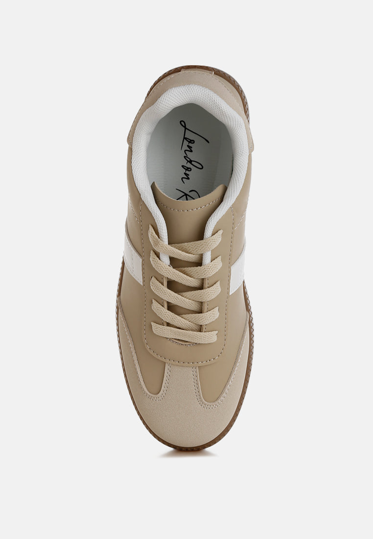 classic lace up flatform sneaker by mode#color_beige