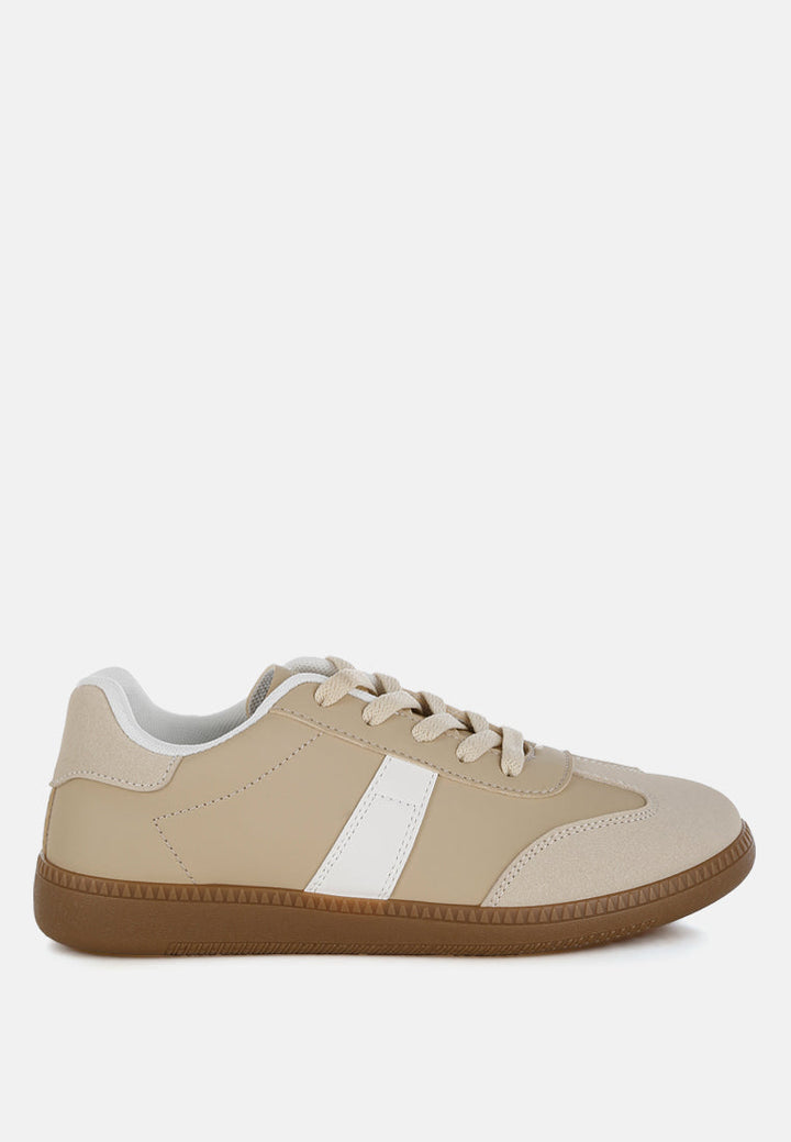 classic lace up flatform sneaker by mode#color_beige