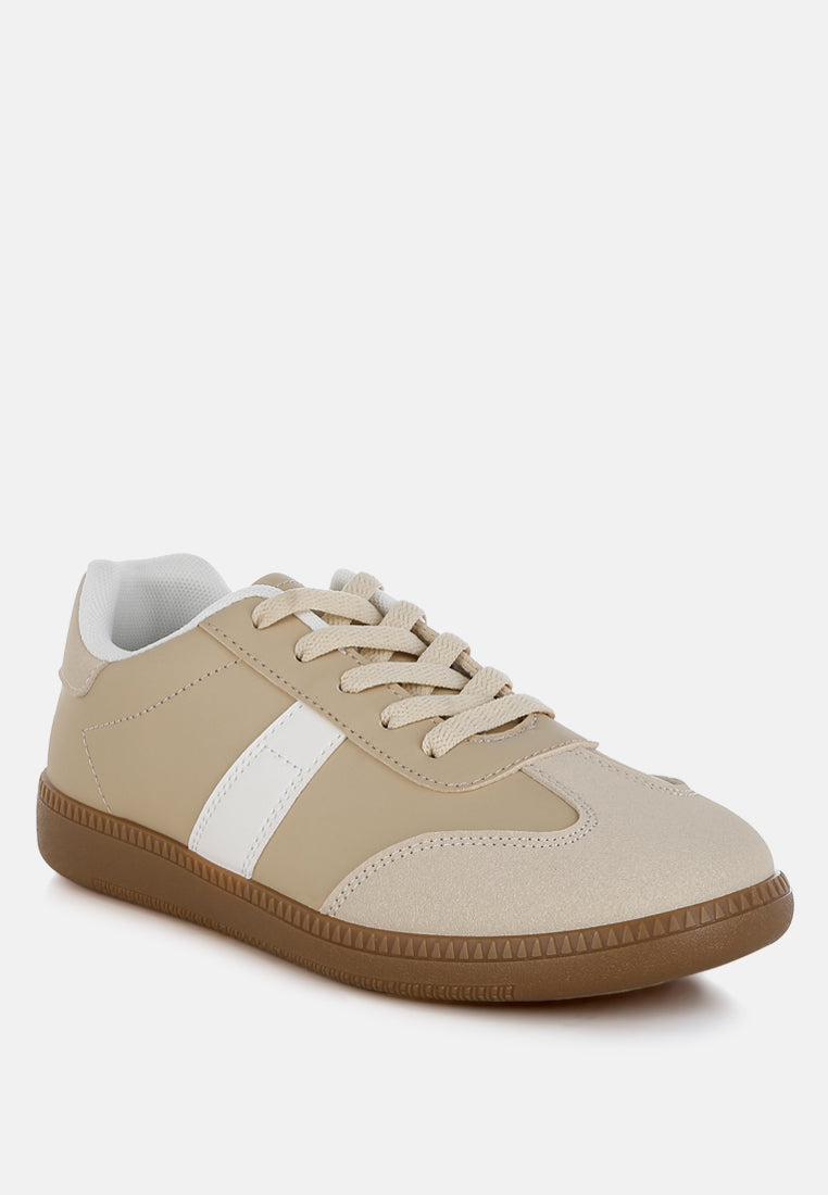 classic lace up flatform sneaker by mode#color_beige