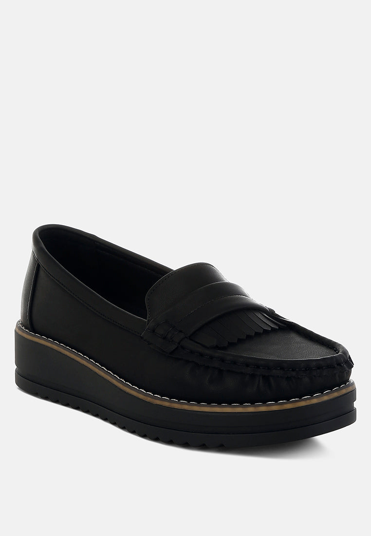 croyda fringed nubuck loafers#color_black