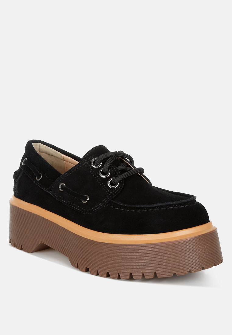 Mocasines Oxford gruesos de piel de ante auténtica cacatúas de ruw#color_black