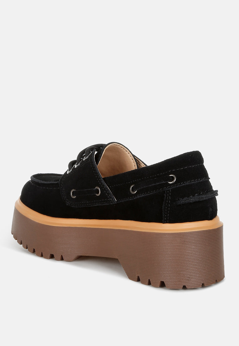 Mocasines Oxford gruesos de piel de ante auténtica cacatúas de ruw#color_black