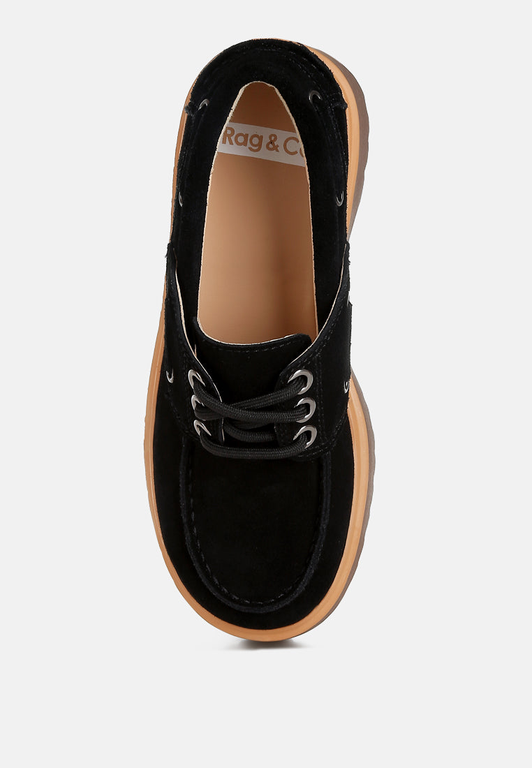 Mocasines Oxford gruesos de piel de ante auténtica cacatúas de ruw#color_black
