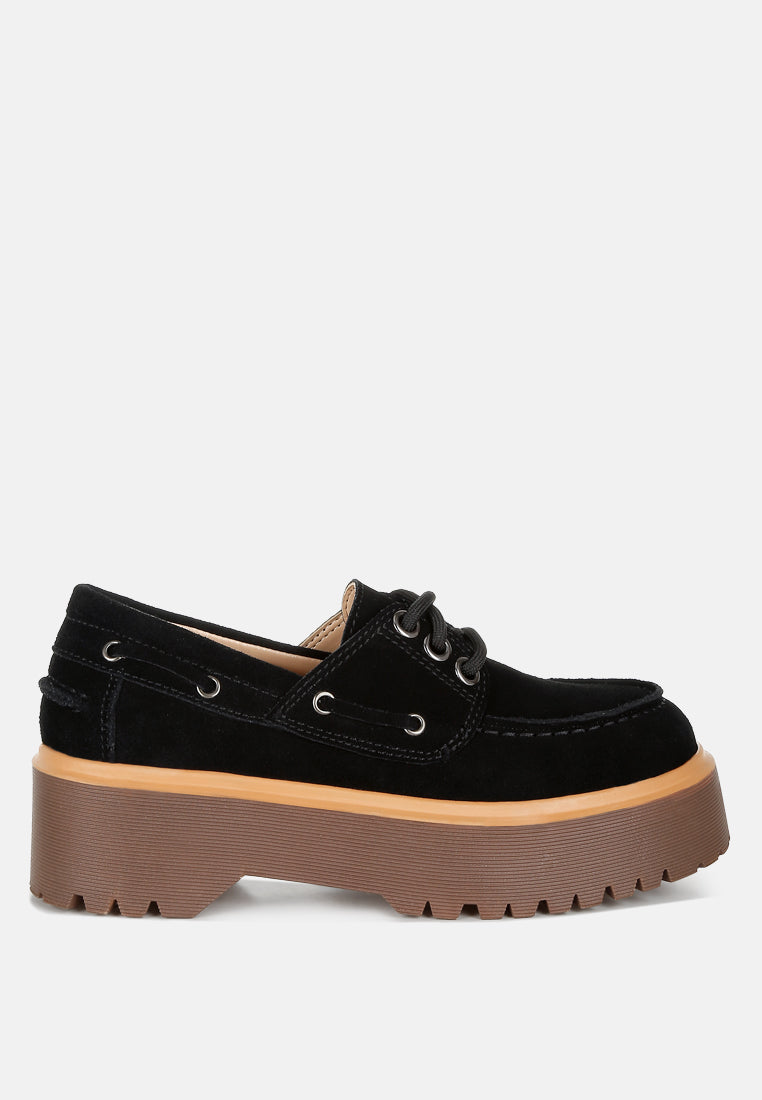 Mocasines Oxford gruesos de piel de ante auténtica cacatúas de ruw#color_black