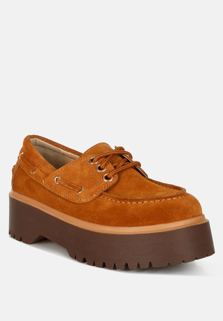 Mocasines Oxford gruesos de piel de ante auténtica cacatúas de ruw#color_tan