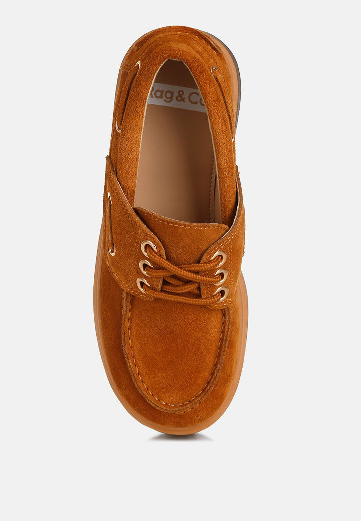 Mocasines Oxford gruesos de piel de ante auténtica cacatúas de ruw#color_tan