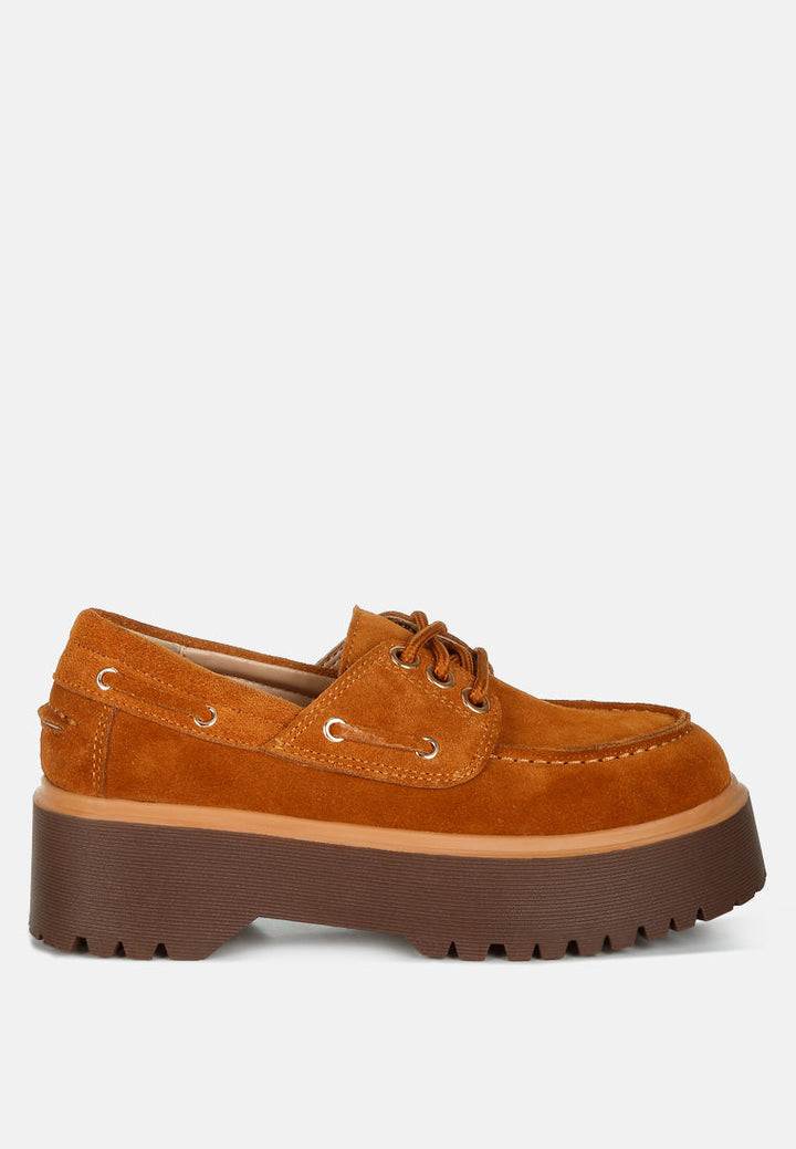 Mocasines Oxford gruesos de piel de ante auténtica cacatúas de ruw#color_tan