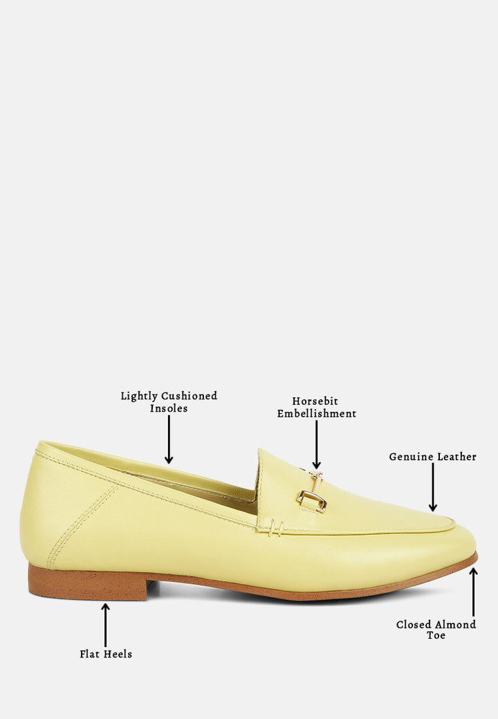 dareth horsebit flat heel loafers by ruw#color_yellow