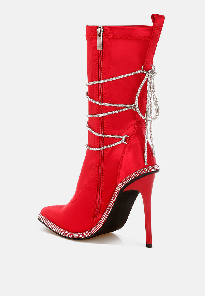 dacia rhinestones strap satin calf boots#color_red