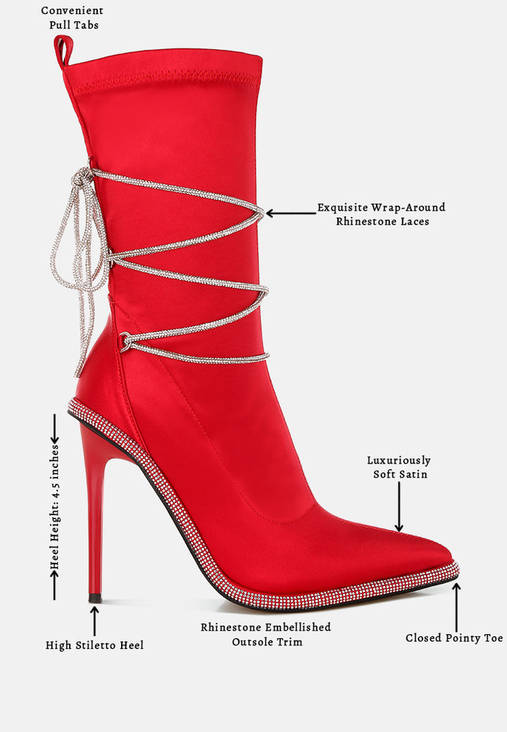 dacia rhinestones strap satin calf boots#color_red