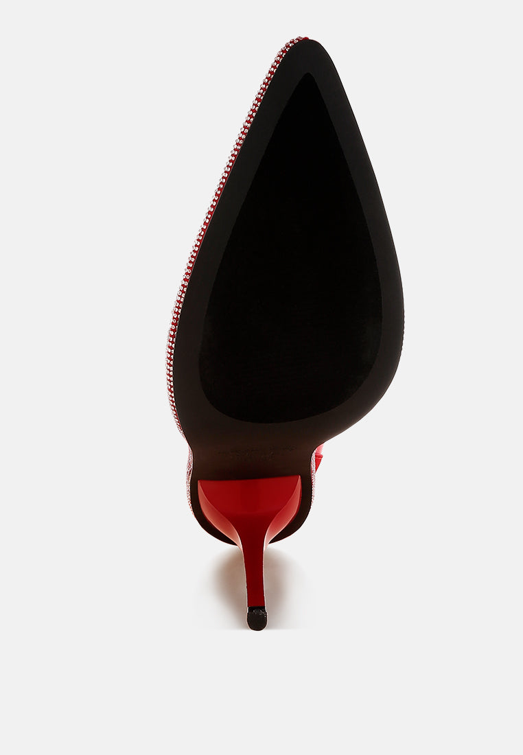 dacia rhinestones strap satin calf boots#color_red