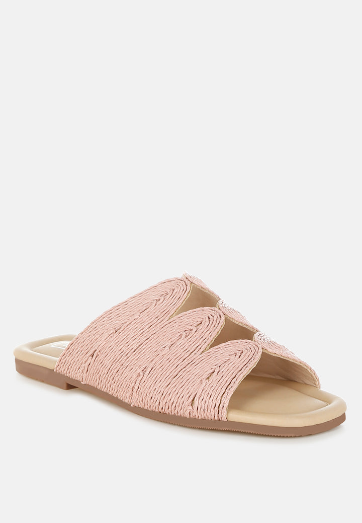daisy doe raffia square toe flats#color_dusty-pink