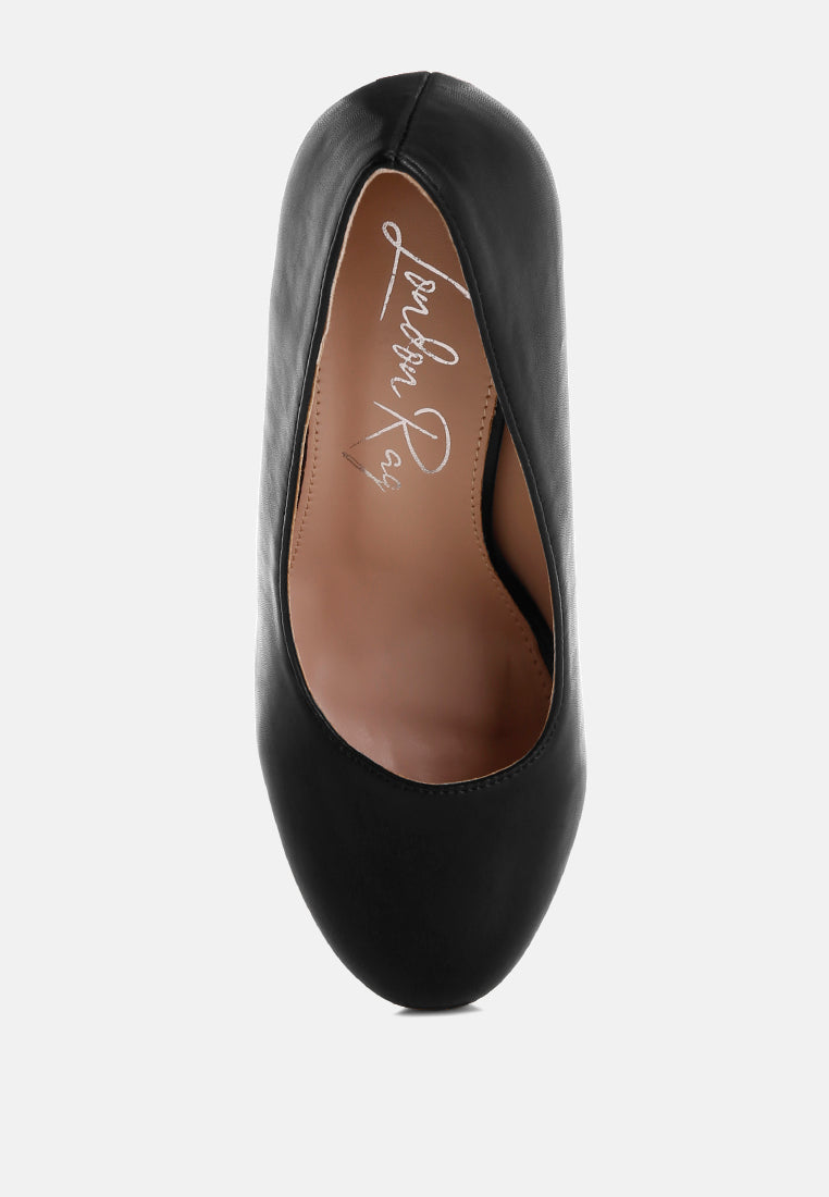 damsor faux leather block heel pumps#color_black