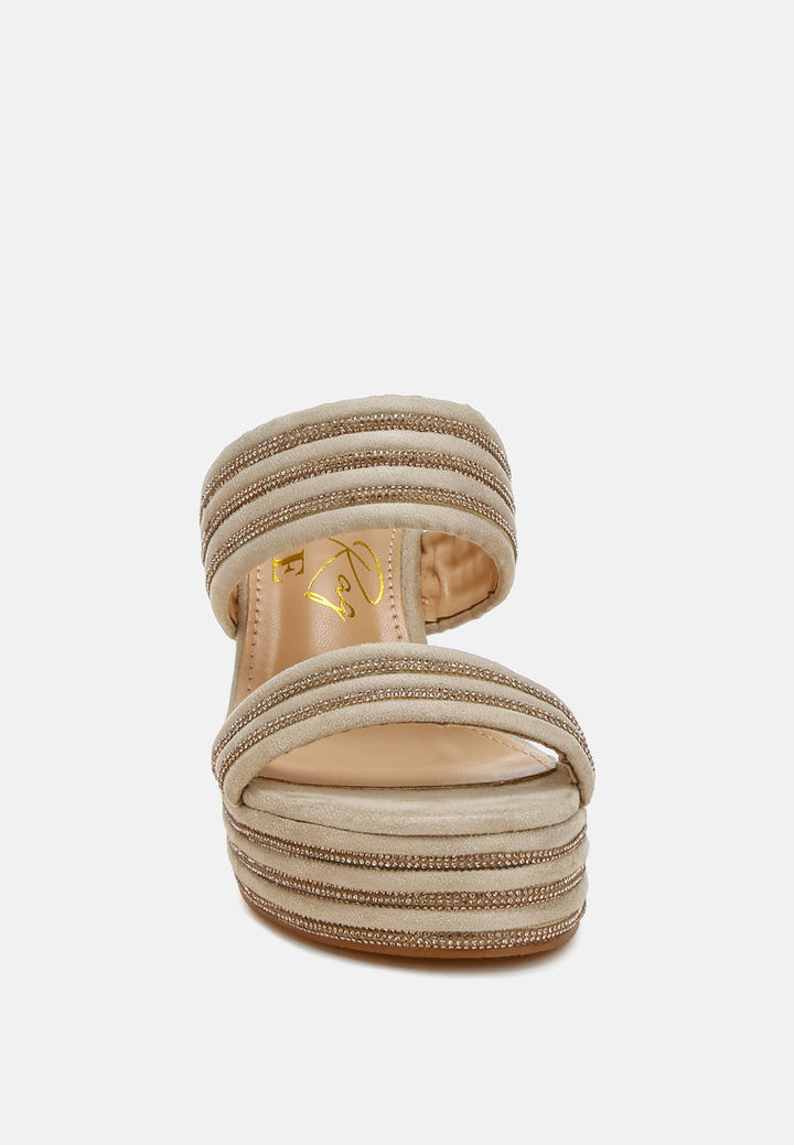 rhinestones embellished wedge sandals by ruw#color_beige
