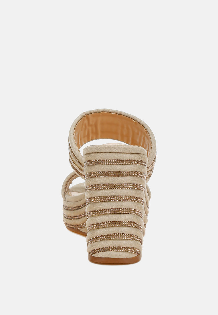 rhinestones embellished wedge sandals by ruw#color_beige