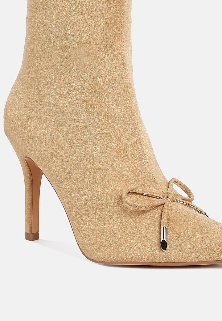 bow detail ankle boots by ruw#color_beige