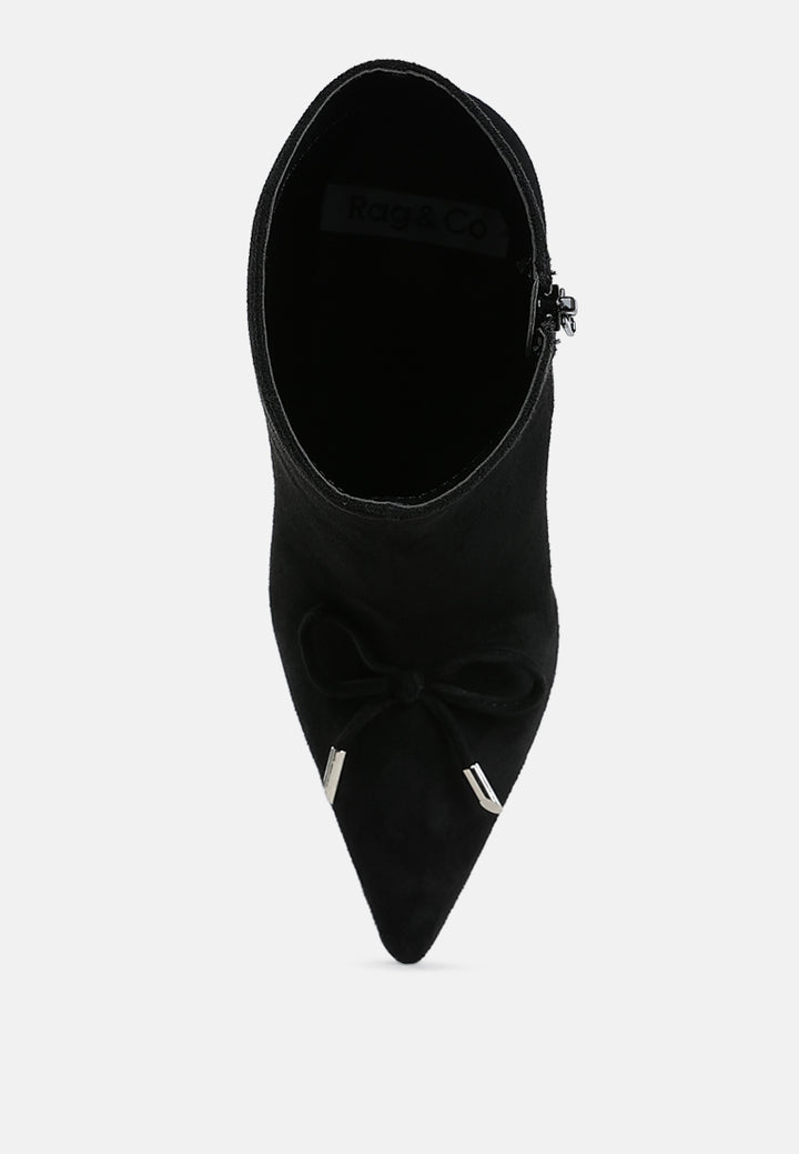 bow detail ankle boots by ruw#color_black
