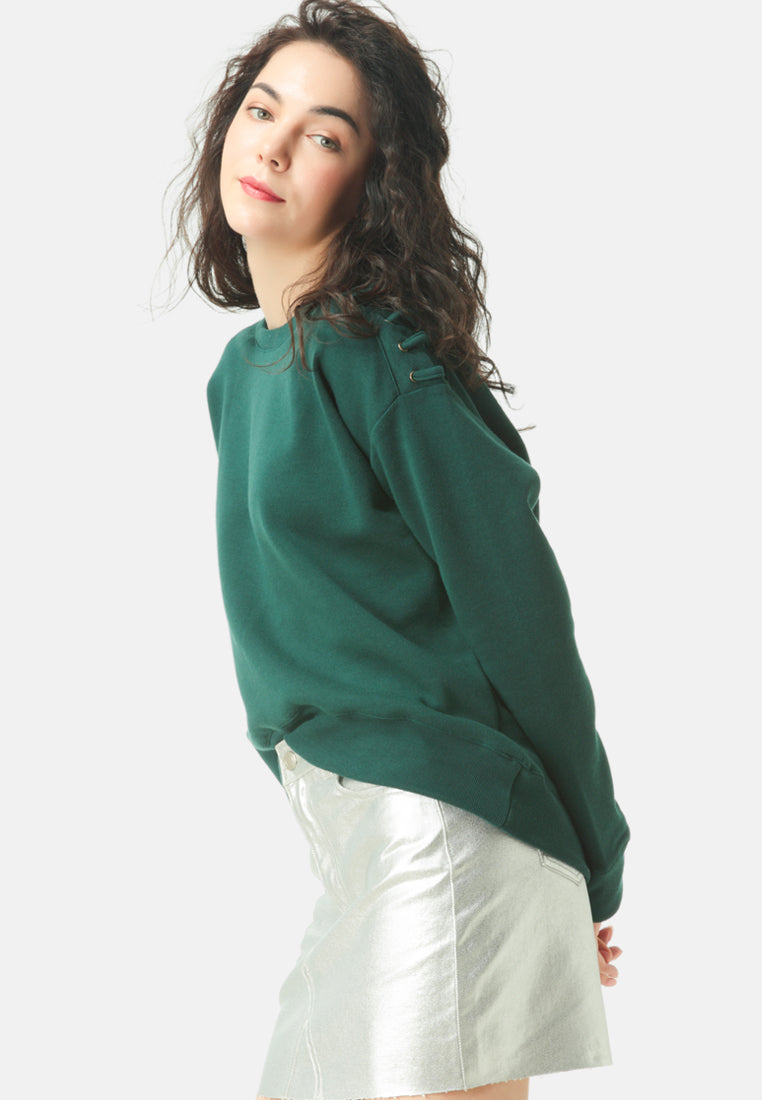 sweatshirt with shoulder lace loop#color_dark-green