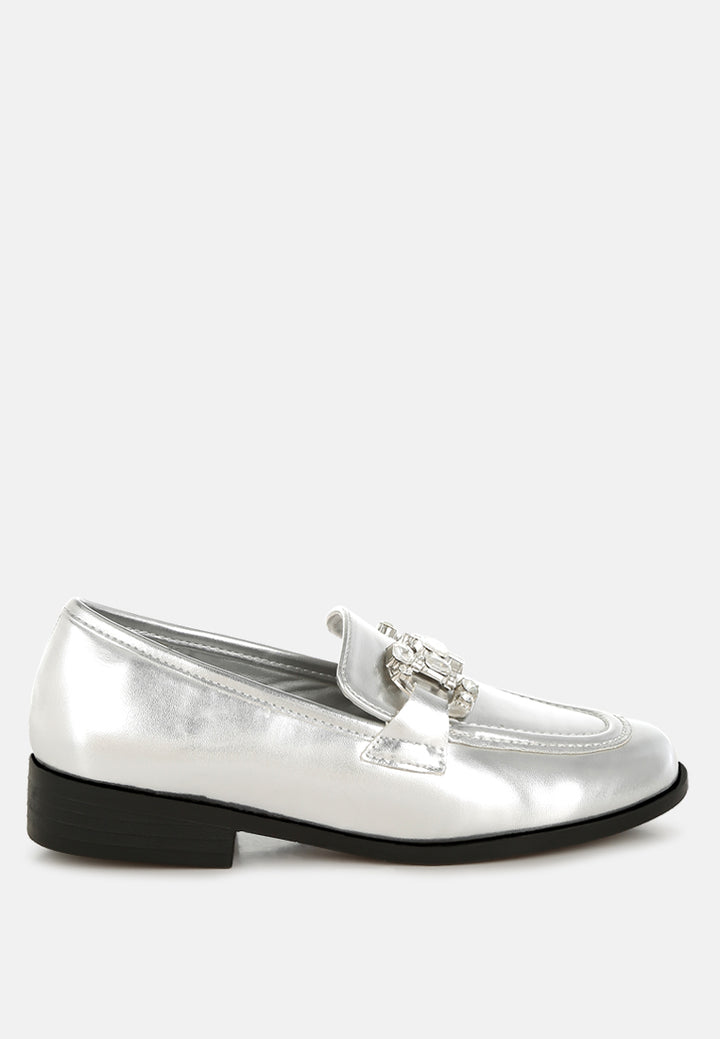 mocasines metalizados dendron con diamantes horsebit#color_silver