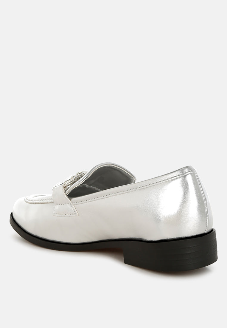 diamante horsebit metallic loafers by ruw#color_silver