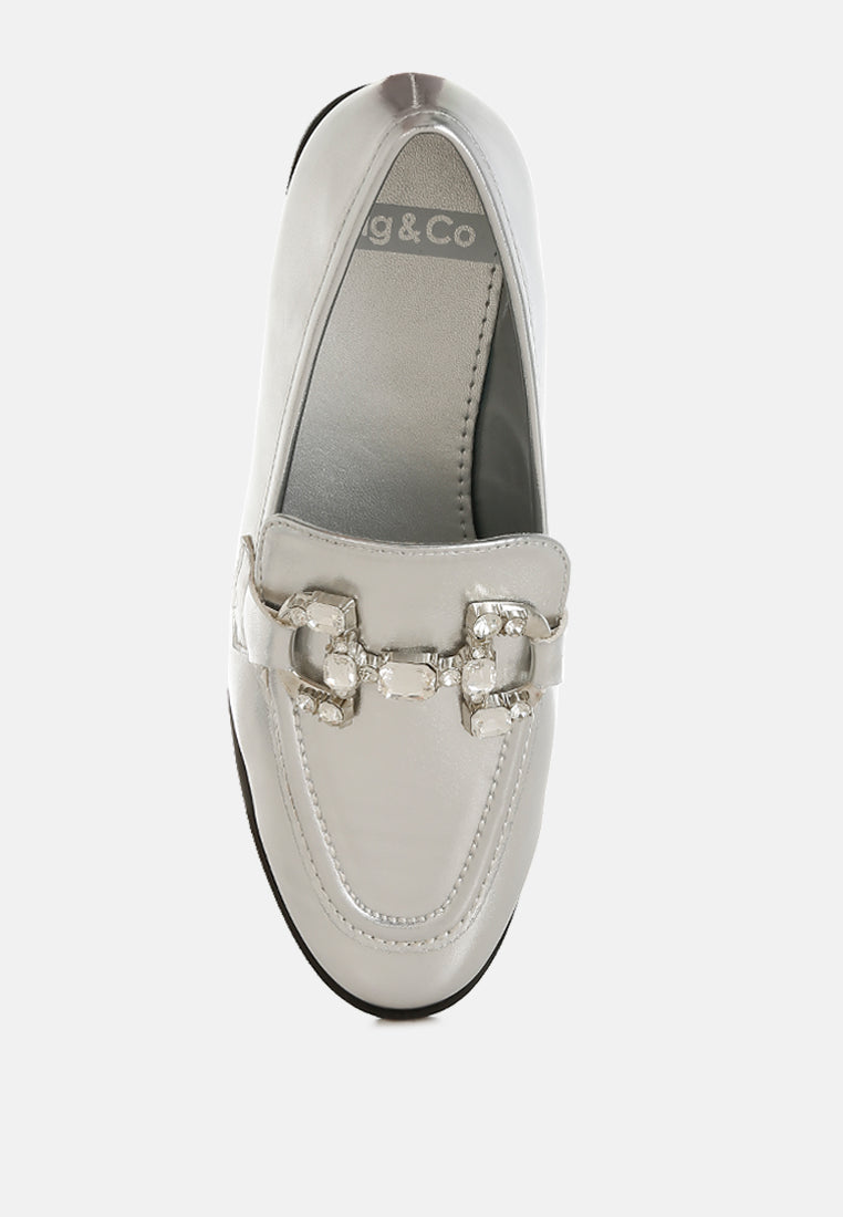 mocasines metalizados dendron con diamantes horsebit#color_silver