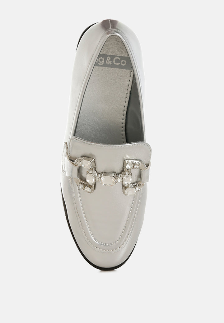mocasines metalizados dendron con diamantes horsebit#color_silver
