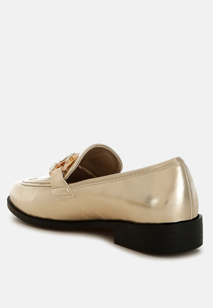 mocasines metalizados dendron con diamantes horsebit#color_gold