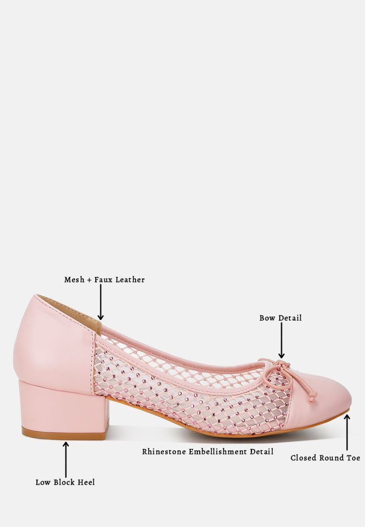 mesh ballerina pumps by rag#color_pink