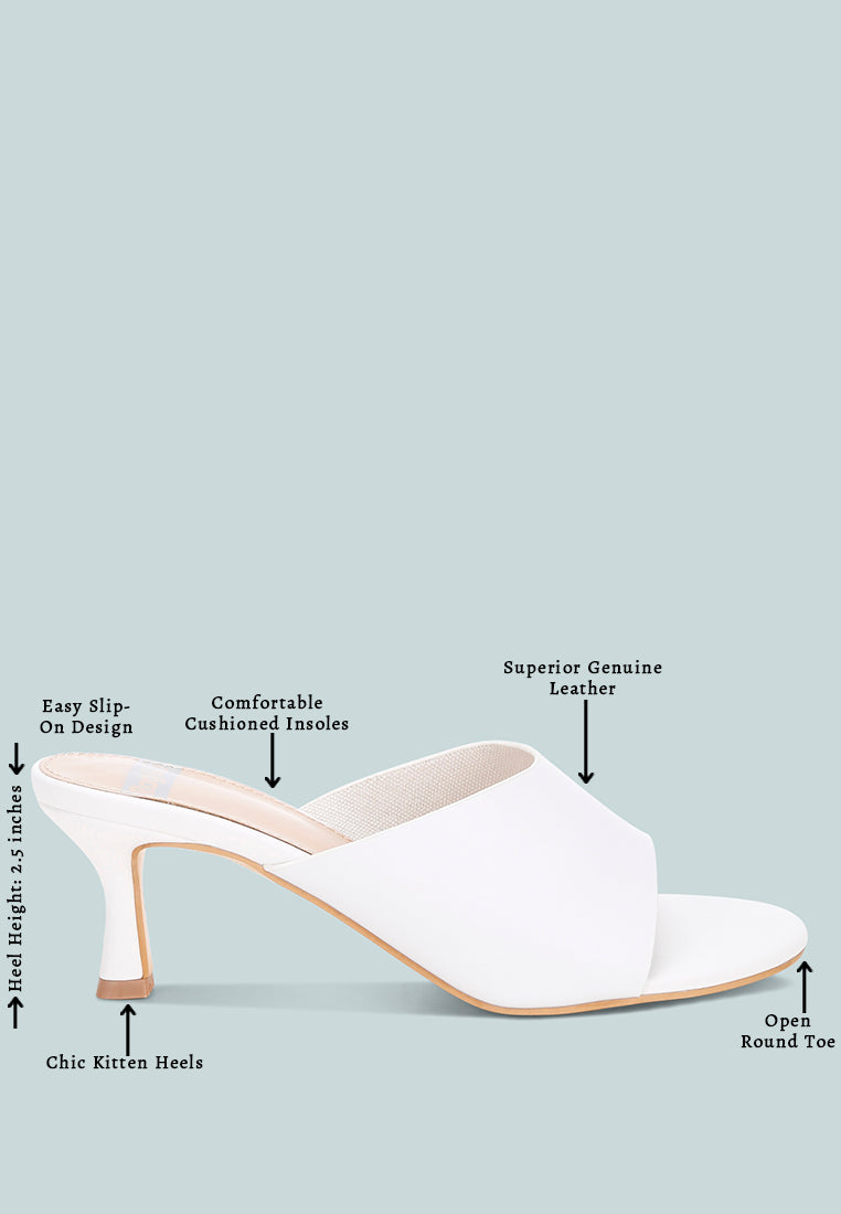 maude slip on kitten heels#color_white Genuine Leather